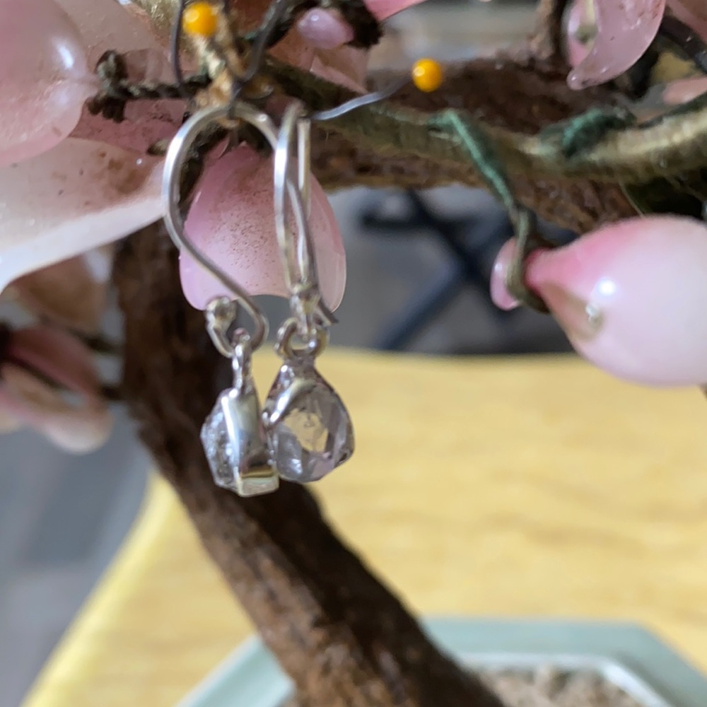 Vintage 925 natural herkimer diamonds earring